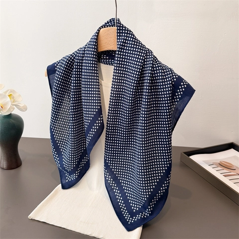Sciarpa Quadrata A Pois Elegante In Imitazione Raso Per Donna Stile Vintage Francese Accessorio Stampato Leggero Per Collo