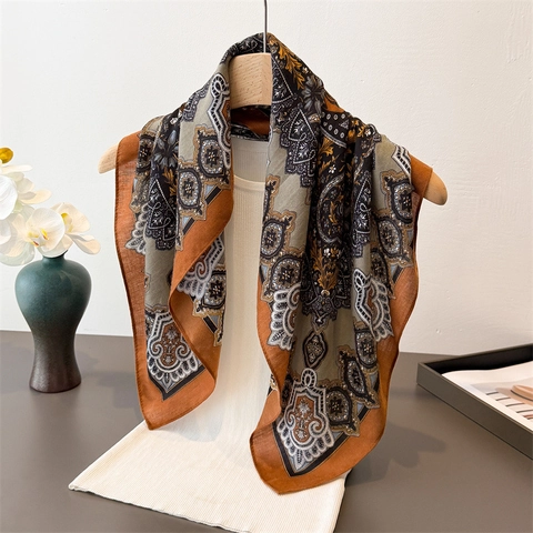 Pañuelo Cuadrado de Satén con Estampado de Paisley Vintage para Mujer Estilo Old Money Bohemio Bandana Chal Decorativo