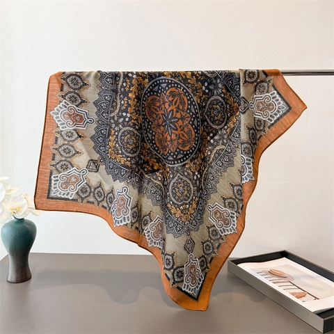 Pañuelo Cuadrado de Satén con Estampado de Paisley Vintage para Mujer Estilo Old Money Bohemio Bandana Chal Decorativo