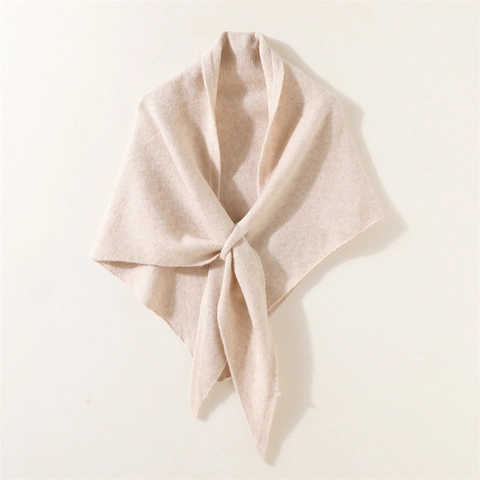 Women Elegant Knitted Triangle Scarf Soft Warm Polyester Shawl Wrap Knot Design Casual Solid Color Winter Accessories