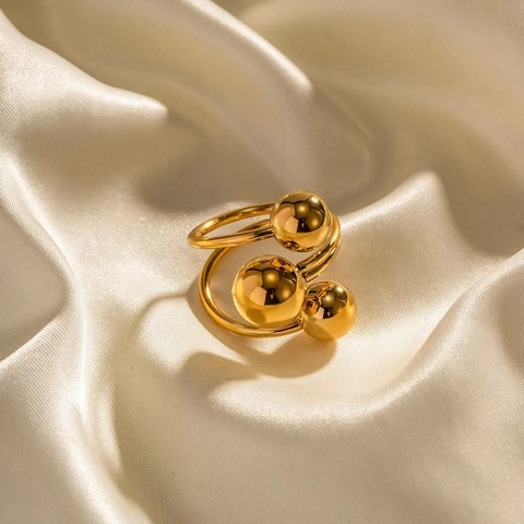Verstellbarer Kupferring Minimalistisches Design Mit Drei Kugeln Modischer Geometrischer Polierter Schmuck
