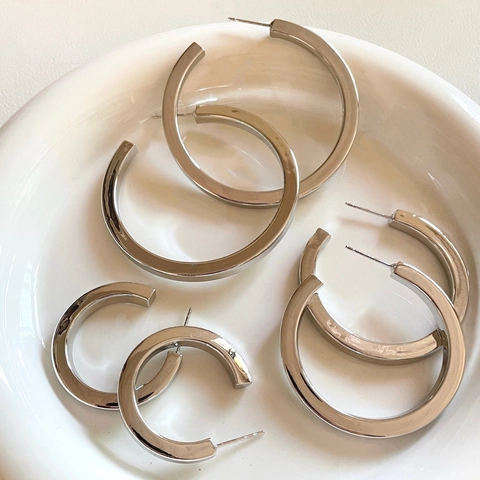 Chunky C-Form Kreolen Hochglanzpoliertes Kupfer Minimalistischer Hohlgeometrischer Schmuck Für Frauen Modern Elegant