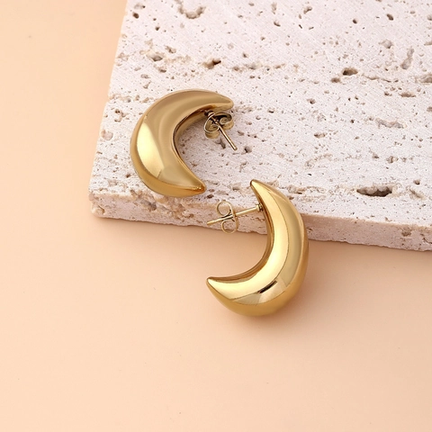 Orecchini A Mezzaluna In Rame Placcati Oro Argento Goccia D'acqua Vuota Chunky Gioielli Di Moda Per Donne