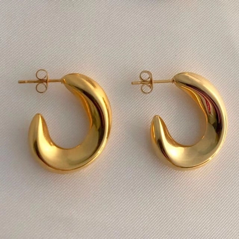 Orecchini A Cerchio A Forma Di C Spessi In Rame Lucidato Cavo Geometrico Minimalista Gioielli Di Moda Da Donna