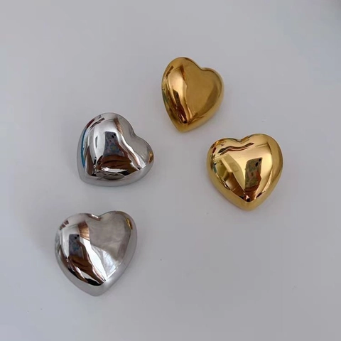 Orecchini A Lobo A Cuore Rame Placcato Oro 18K Lucidato A Specchio 3D Solido Gioielli Minimalisti Da Donna