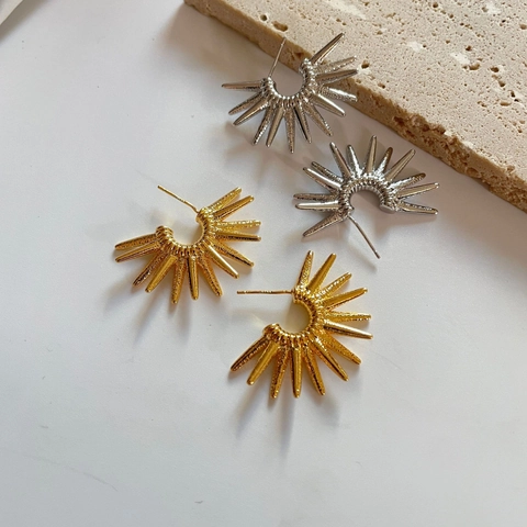 Sunburst Radiale Puntige Oorbellen Met 925 Sterling Zilveren Oorsteker Geometrische Minimalistische Koperen Sieraden Voor Dames