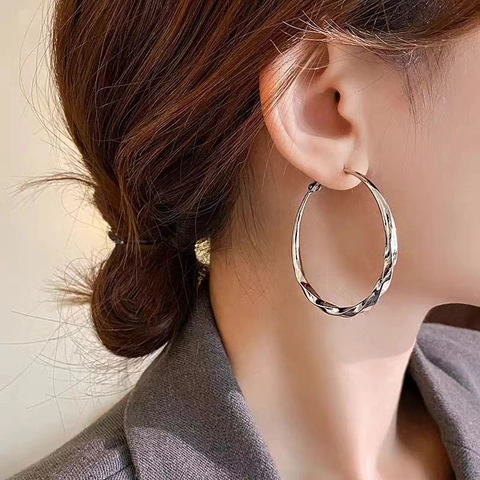 Twisted Spiral Hoop Earrings Large Metal Copper Minimalist Fashion Statement For Women Elegant High End