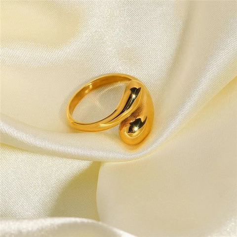 Minimalist Teardrop Water Drop Open Ring Copper Adjustable Liquid Metal Style Fashion Jewelry For Women
