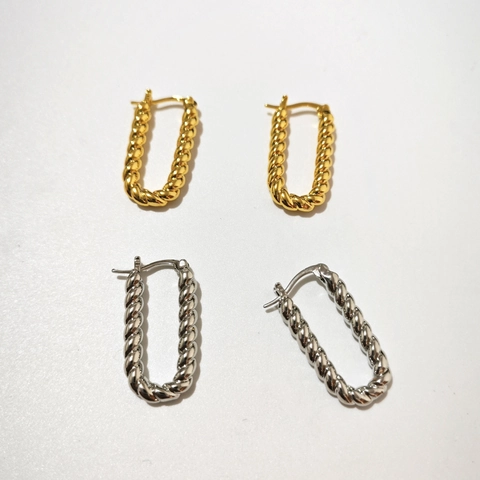 Pendientes De Aro Rectangulares Geométricos Textura De Cuerda Retorcida Chapados En Cobre Joyería Minimalista Para Mujer