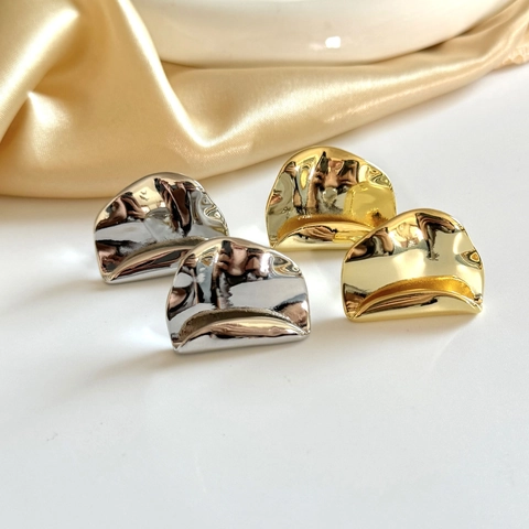 Orecchini In Metallo Piegato Irregolare Rame Placcato Oro 18K Gioielli Geometrici Minimalisti Da Donna
