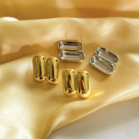 Orecchini A Capsula Doppio Pilastro In Rame Lucidato A Specchio Minimalista Elegante Moderno Design Di Nicchia Gioielli Da Donna