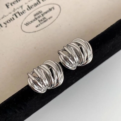 Geometrische Ohrstecker Mit Verschlungener Spule Aus Kupfer Mit 925 Sterling Silber Ohrstift Unregelmäßig Für Damen