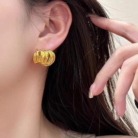 Geometrische Ohrstecker Mit Verschlungener Spule Aus Kupfer Mit 925 Sterling Silber Ohrstift Unregelmäßig Für Damen
