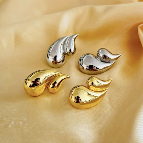 Orecchini A Goccia Irregolari Minimalisti In Rame Placcato Oro 18K Design Fiamma Geometrica Per Donna Gioielli Moderni