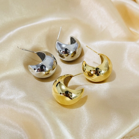 Orecchini Minimalisti A Forma Di C A Mezza Luna In Rame Lucido Geometrici Per Donna Gioielli Alla Moda