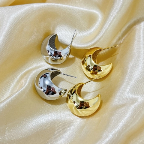Orecchini Minimalisti A Forma Di C A Mezza Luna In Rame Lucido Geometrici Per Donna Gioielli Alla Moda