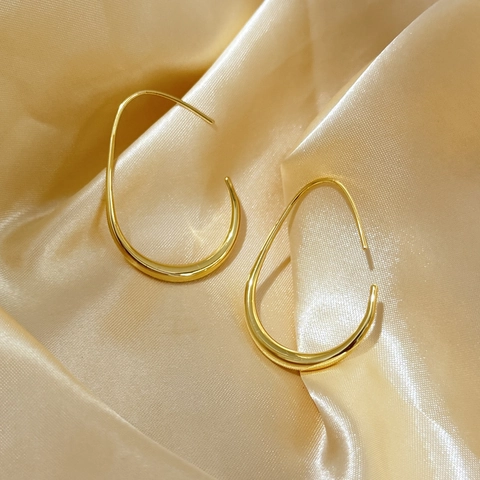 Geometric Irregular Teardrop Hoop Earrings For Women Minimalist Liquid Metal Style Copper Earrings Gold Silver Plated Jewelry