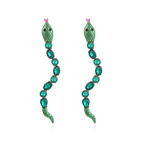 Schlangen Ohrhänger Legierung Strass Kristall Lange Tierform Statement Schmuck Für Damen
