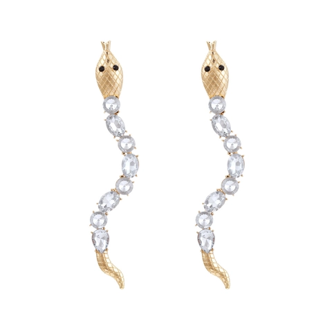Schlangen Ohrhänger Legierung Strass Kristall Lange Tierform Statement Schmuck Für Damen