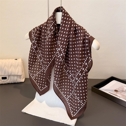 Foulard Carré À Pois Femmes Imitation Satin Polyester Bandana Rétro Français Élégant Motif Chevrons Écharpe De Cou