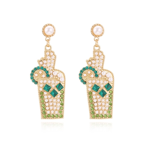 Orecchini Pendenti A Bicchiere Da Cocktail In Lega Con Künstliche Perle Artificiali E Strass Gioielli Di Personalità Dolce Per Le Donne