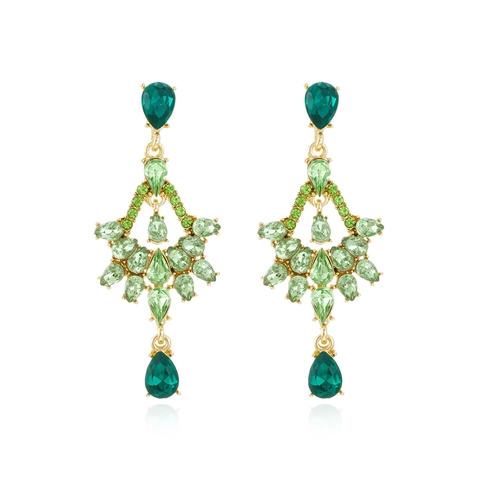 Floral Chandelier Ear Drops Alloy Rhinestone Hollow Flower Statement Earrings For Women Vintage Glamorous Party Jewelry