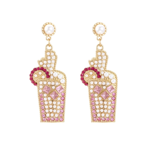 Orecchini Pendenti A Bicchiere Da Cocktail In Lega Con Künstliche Perle Artificiali E Strass Gioielli Di Personalità Dolce Per Le Donne
