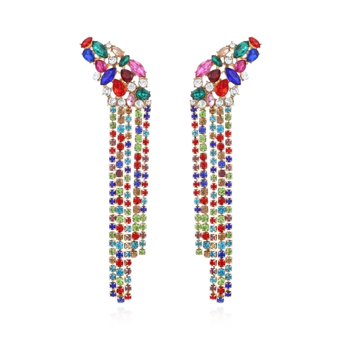 Orecchini Lunghi Con Nappa Per Donna Con Design Floreale In Lega E Strass Gioielli Scintillanti Per Feste Serali