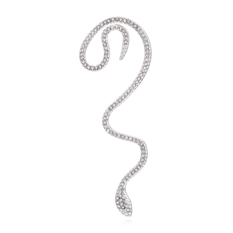 Pendientes De Clip De Aleación Con Forma De Serpiente Larga Y Diamantes De Imitación Para Mujer Estilo Exagerado