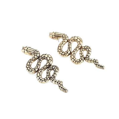Vintage Snake Dangle Earrings For Women Antique Gold Color Alloy Engraved Scale Texture Retro Gothic Punk Style Jewelry