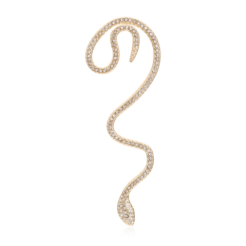 Pendientes De Clip De Aleación Con Forma De Serpiente Larga Y Diamantes De Imitación Para Mujer Estilo Exagerado