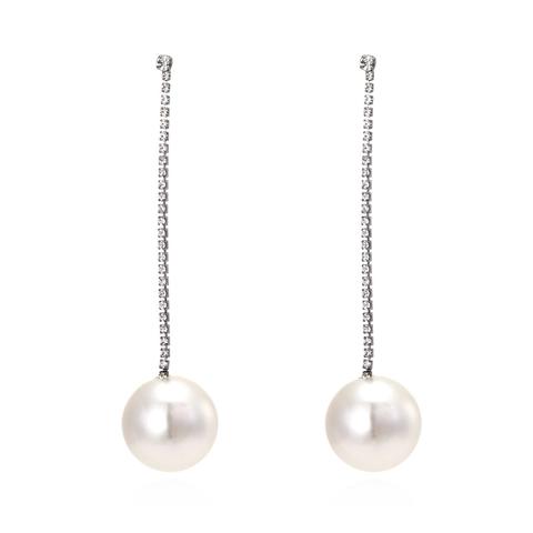 Long Tassel Drop Earrings With Rhinestones And Imitation Artificial Pearls Zinc Alloy Elegant Retro Style For Women Banquet Accessory