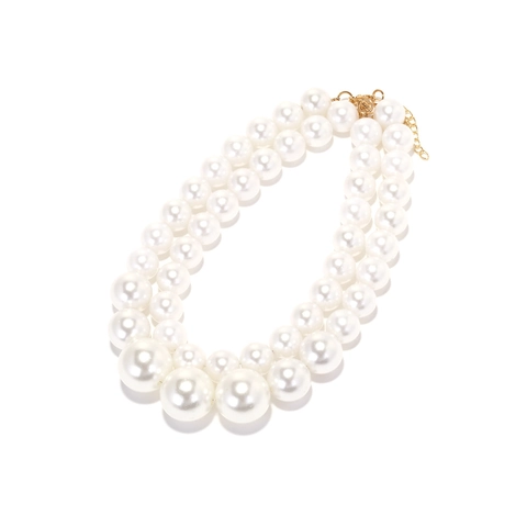 Collier De Künstliche Perles Fantaisie Multicouche Pour Femmes Avec Künstliche Perles Dégradées Et Fermoir En Alliage Doré Style Baroque