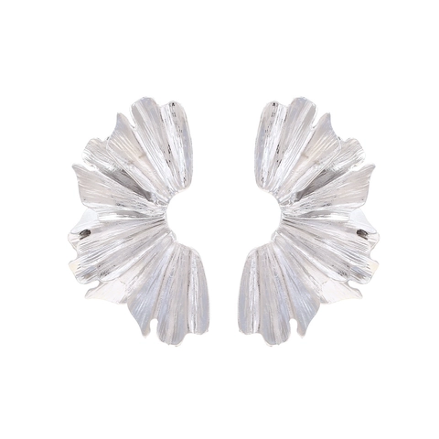 Ginkgoblatt Ohrhänger Vintage Geschichtete Faltenstruktur Legierung Blumenblatt Statement Mode Schmuck Damen
