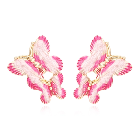 Legierung Schmetterling Emaille Hängeohrringe Doppelschichtig Mode Elegant Insekt Schmuck Für Damen