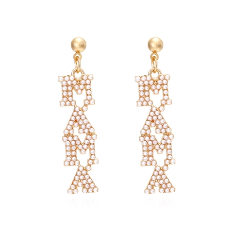 Orecchini Pendenti Con Lettera Mama Lega Con Künstliche Perle Artificiali Gioielli Eleganti Regalo Per Donne Madre