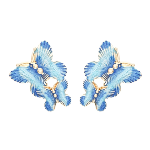 Legierung Schmetterling Emaille Hängeohrringe Doppelschichtig Mode Elegant Insekt Schmuck Für Damen