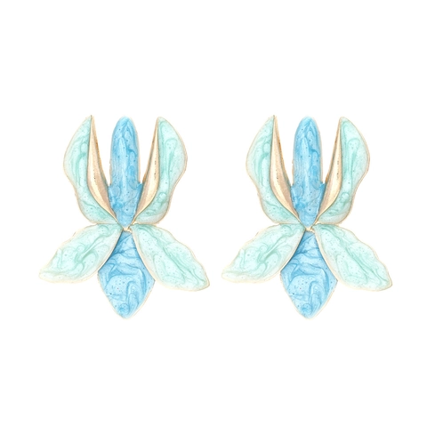 Übertriebene Blumenblatt Ohrhänger Legierung Tropföl Emaille Mehrlagige Blatt Florale Statement Schmuck Für Frauen Mode