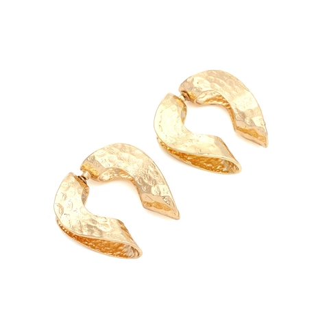 Pendientes De Textura De Metal Martillado Forma De Corazón Hueco Doble Capa Joyas Geométricas Para Mujeres Color Dorado