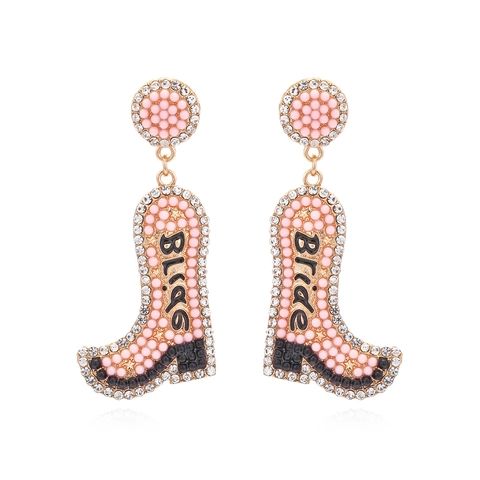 Pendientes De Bota De Vaquero Aleación Strass Cuentas Bride Letras Estilo Occidental Boda Fiesta Joyas Para Mujer
