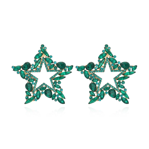 Orecchini A Lobo Pentagramma Grandi Lega Strass Stella Svuotata Scintillante Moda Gioielli Di Lusso Per Donne Ragazze Colorato
