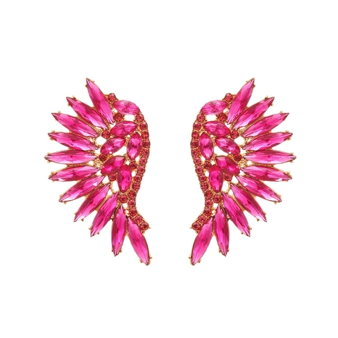 Angel Wing Statement Earrings Zinc Alloy Rhinestone Marquise Cut Exaggerated Glamorous Party Jewelry For Women