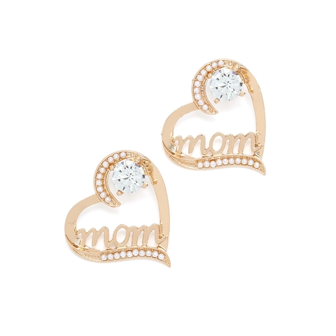 Herz Ohrstecker Legierung Kunstperle Strass MOM Buchstaben Design Muttertagsgeschenk Luxus Mode Für Frauen