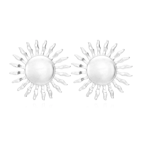 Sunburst Stud Earrings Vintage Alloy Sunflower Design Large Statement Exaggerated Geometric Jewelry For Women