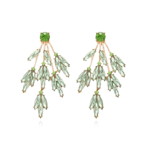 Blatt Hängeohrringe Legierung Strass Astform Marquise-Schliff Übertriebener Vintage Modeschmuck Für Frauen