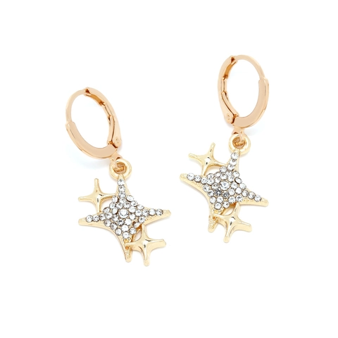 Stern Hoop Ohrringe Legierung Vergoldet Mit Strass Elegant Minimalistisch Sternenschliff Ohrhänger Für Damen