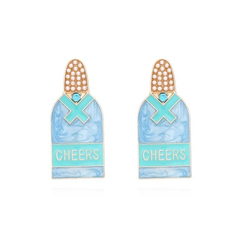 Orecchini A Bottiglia Di Champagne Con Smalto E Künstliche Perle Imitazione Strass Lettera Cheers Gioielli Da Party