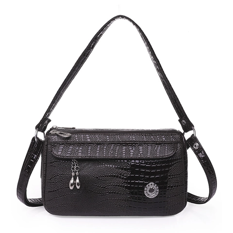 Borsa a Spalla da Donna in Pelle PU con Motivo a Coccodrillo Piccola Borsa a Tracolla Quadrata di Moda con Nappa in Metallo