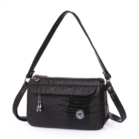 Borsa a Spalla da Donna in Pelle PU con Motivo a Coccodrillo Piccola Borsa a Tracolla Quadrata di Moda con Nappa in Metallo