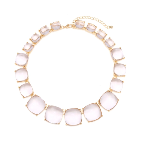 Collar Gargantilla Geométrico Cuadrado De Resina Con Piedras Incrustadas Aleación De Zinc Bañado En Oro Color De Contraste Joyería Para Mujeres